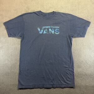 VANS T-Shirt Men's Large Blue Lightweight Skateboarding Lightweight Cotton Blend